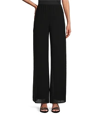 Alex Evenings Petite Size Georgette Side Slit Straight Leg Overlay Pants