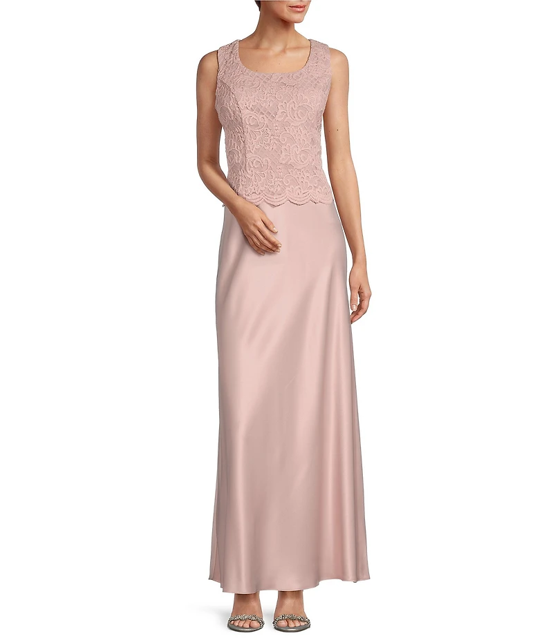 Alex Evenings Petite Size Scoop Neck 3/4 Sleeve Glitter Lace 2-Piece Jacket Dress