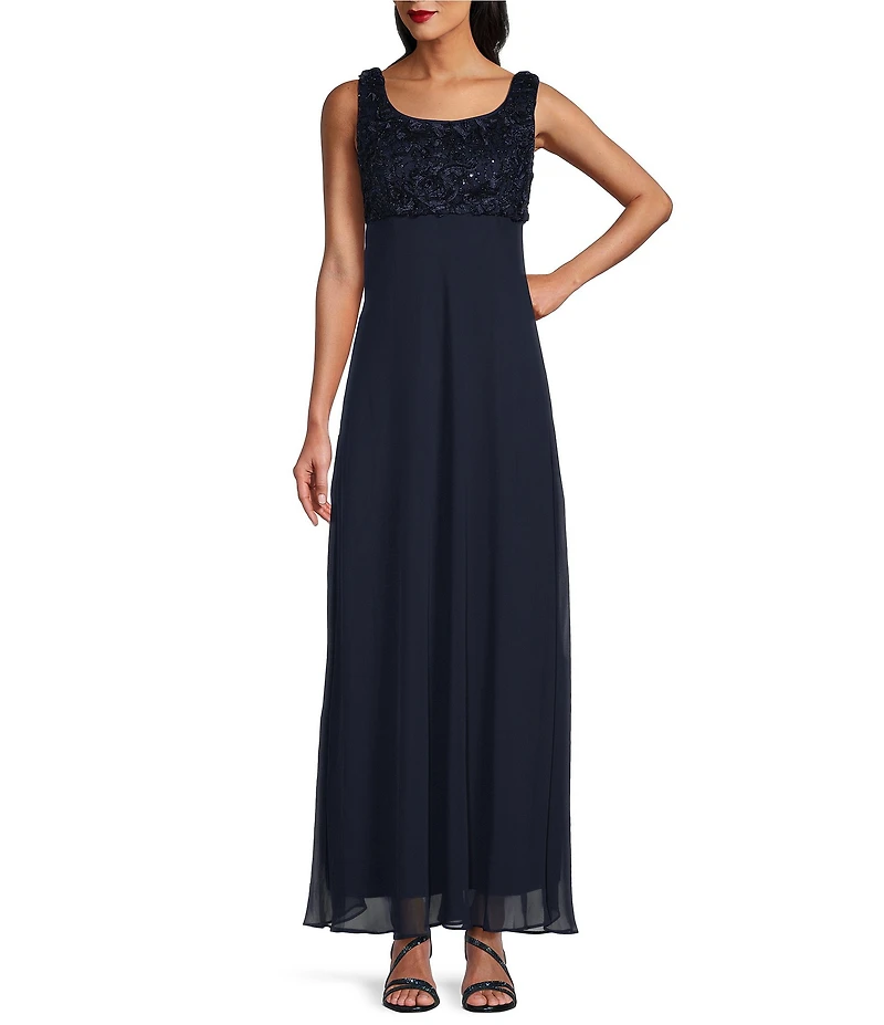 Alex Evenings Petite Size Lace Scoop Neck 3/4 Sleeve Empire Waist Open Soutache 2-Piece Jacket Dress