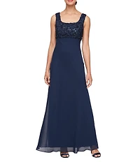 Alex Evenings Petite Size Lace Scoop Neck 3/4 Sleeve Empire Waist Open Soutache 2-Piece Jacket Dress