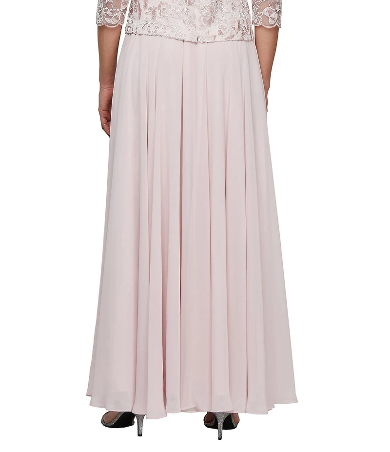Alex Evenings Petite Size Long Chiffon A-Line Full Skirt