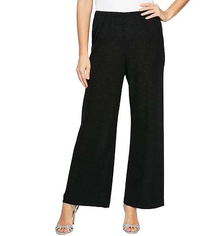 Alex Evenings Petite Size Metallic Knit Wide Leg Pants