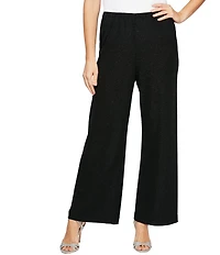 Alex Evenings Petite Size Metallic Knit Wide Leg Pants