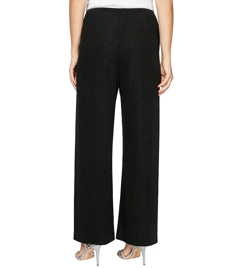 Alex Evenings Petite Size Metallic Knit Wide Leg Pants