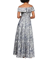 Alex Evenings Petite Size Off The Shoulder Jacquard Gown