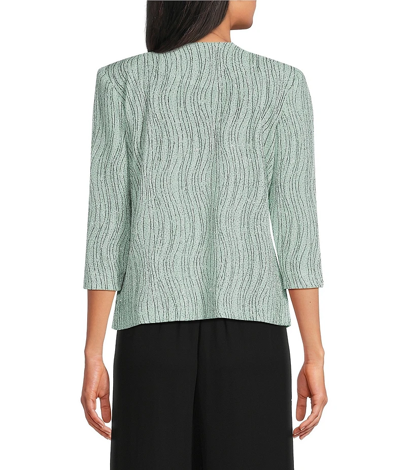Alex Evenings Petite Size Printed Jacquard Knit Twinset