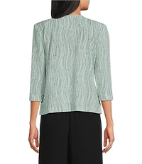 Alex Evenings Petite Size Printed Jacquard Knit Twinset