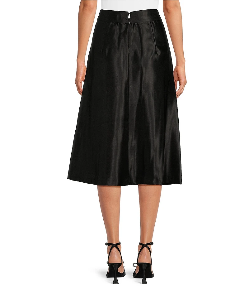 Alex Evenings Petite Size Satin Tie Waist Tea Length Skirt