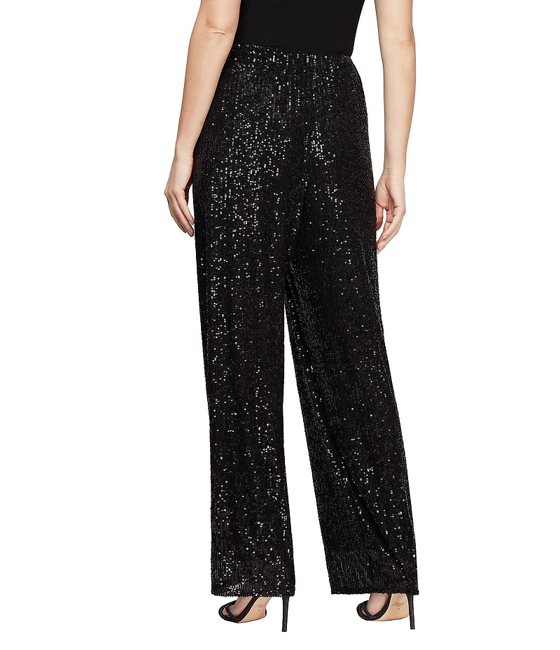Alex Evenings Petite Size Sequin Straight Leg Pants