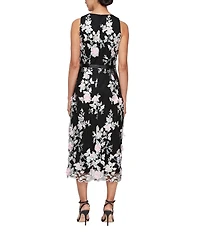 Alex Evenings Petite Size Sleeveless Floral Embroidered Midi Dress