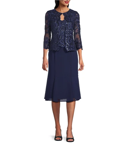 Alex Evenings Petite Size Stretch Tulle Chiffon Jacket Dress