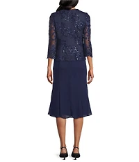 Alex Evenings Petite Size Stretch Tulle Chiffon Jacket Dress