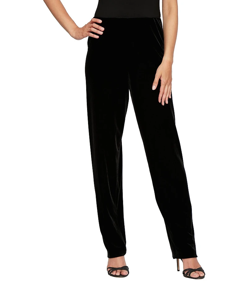 Alex Evenings Petite Size Stretch Velvet Slim Leg Pants