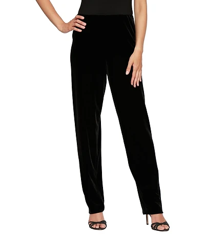Alex Evenings Petite Size Stretch Velvet Slim Leg Pants