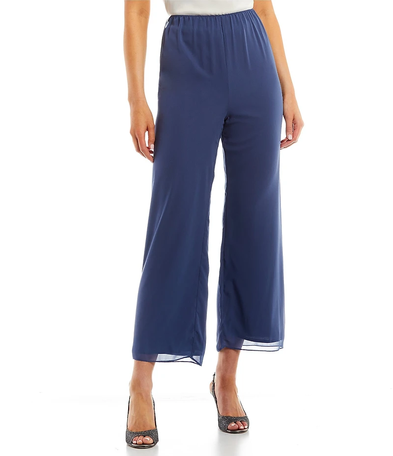 Alex Evenings Petite Size Wide Leg Elastic Waist Chiffon Pull-On Pants