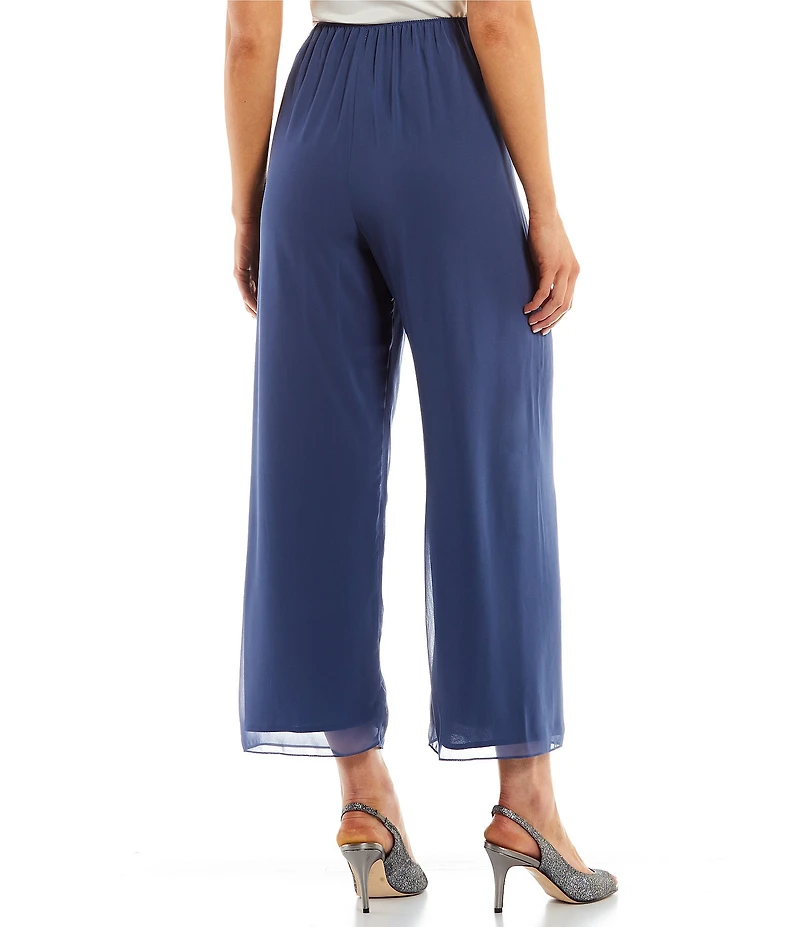 Alex Evenings Petite Size Wide Leg Elastic Waist Chiffon Pull-On Pants