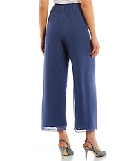 Alex Evenings Petite Size Wide Leg Elastic Waist Chiffon Pull-On Pants