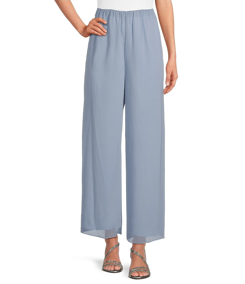 Alex Evenings Petite Size Wide Leg Elastic Waist Chiffon Pull-On Pants