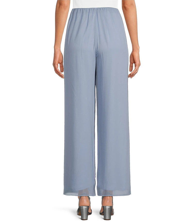 Alex Evenings Petite Size Wide Leg Elastic Waist Chiffon Pull-On Pants