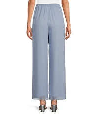 Alex Evenings Petite Size Wide Leg Elastic Waist Chiffon Pull-On Pants