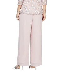 Alex Evenings Petite Size Wide Leg Elastic Waist Chiffon Pull-On Pants