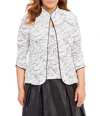 Alex Evenings Plus Size 3/4 Sleeve Printed Twinset