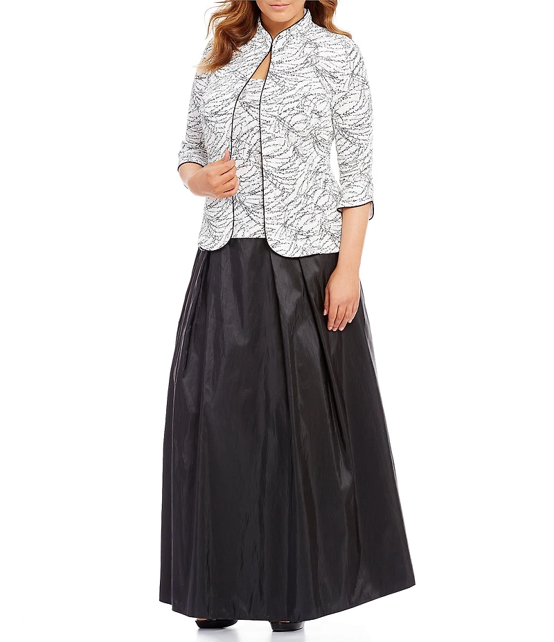 Alex Evenings Plus Size 3/4 Sleeve Printed Twinset