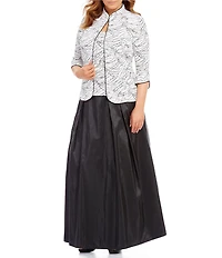 Alex Evenings Plus Size 3/4 Sleeve Printed Twinset