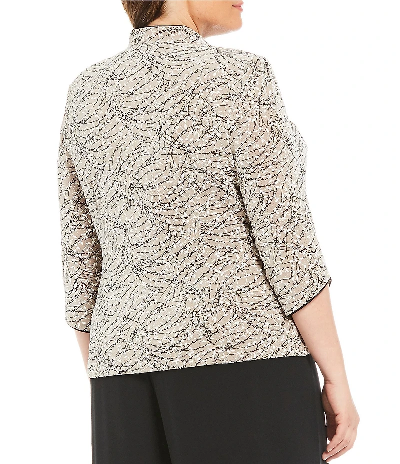 Alex Evenings Plus Size 3/4 Sleeve Printed Twinset