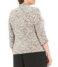 Alex Evenings Plus Size 3/4 Sleeve Printed Twinset