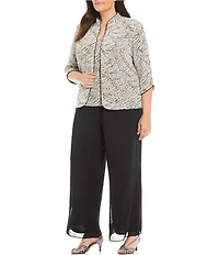 Alex Evenings Plus Size 3/4 Sleeve Printed Twinset