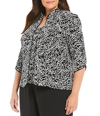 Alex Evenings Plus Size 3/4 Sleeve Printed Twinset