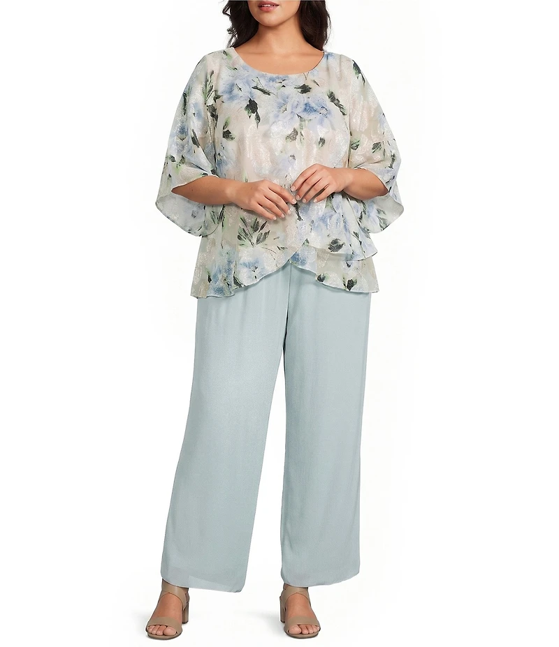 Alex Evenings Plus Size Silky Chiffon Pants