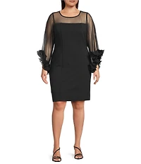 Alex Evenings Plus Size 3/4 Ruffle Sleeve Sheath Dress