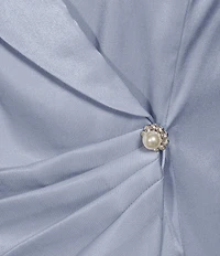 Alex Evenings Plus Size 3/4 Sleeve V-Neck Shawl Collar Shimmer Satin Blouse