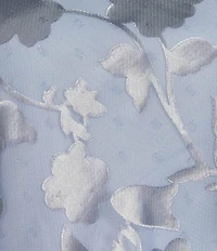 Alex Evenings Plus Size Asymmetrical Tiered Hem Round Neck 3/4 Illusion Sleeve Burnout Floral Chiffon Blouse