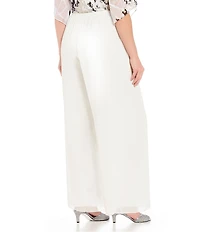 Alex Evenings Plus Size Silky Chiffon Wide Leg Elastic Waist Pants