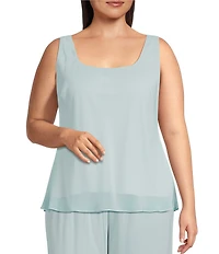 Alex Evenings Plus Size Embroidered 3/4 Sleeve Chiffon Twinset