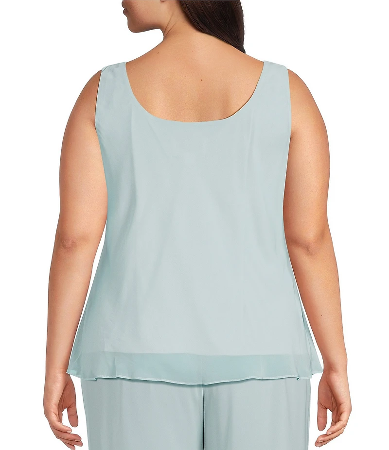 Alex Evenings Plus Size Embroidered 3/4 Sleeve Chiffon Twinset
