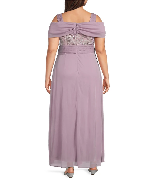 sachin and babi light blue dress Ava Presley 29544 Cold-Shoulder Organza Ruffle Dress main image 1