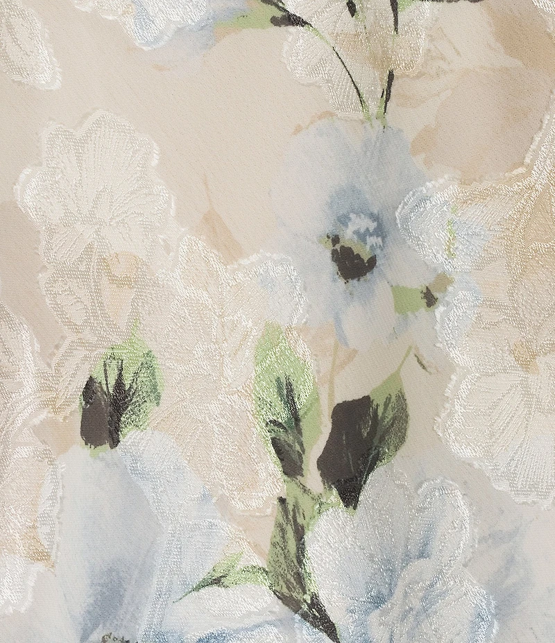 Alex Evenings Plus Size Floral Print Tulip Overlay Burnout Blouse