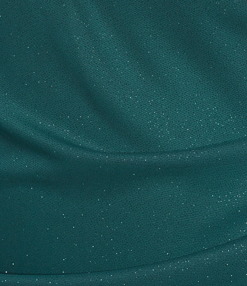 Alex Evenings Plus Size Glitter Mesh Cowl Neck Sleeveless Cascade Skirt Gown