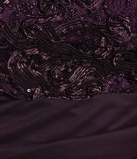 Alex Evenings Plus Size Lace Soutache Bodice V-Neck Short Sleeve Cascade Ruffle Empire Waist Dress