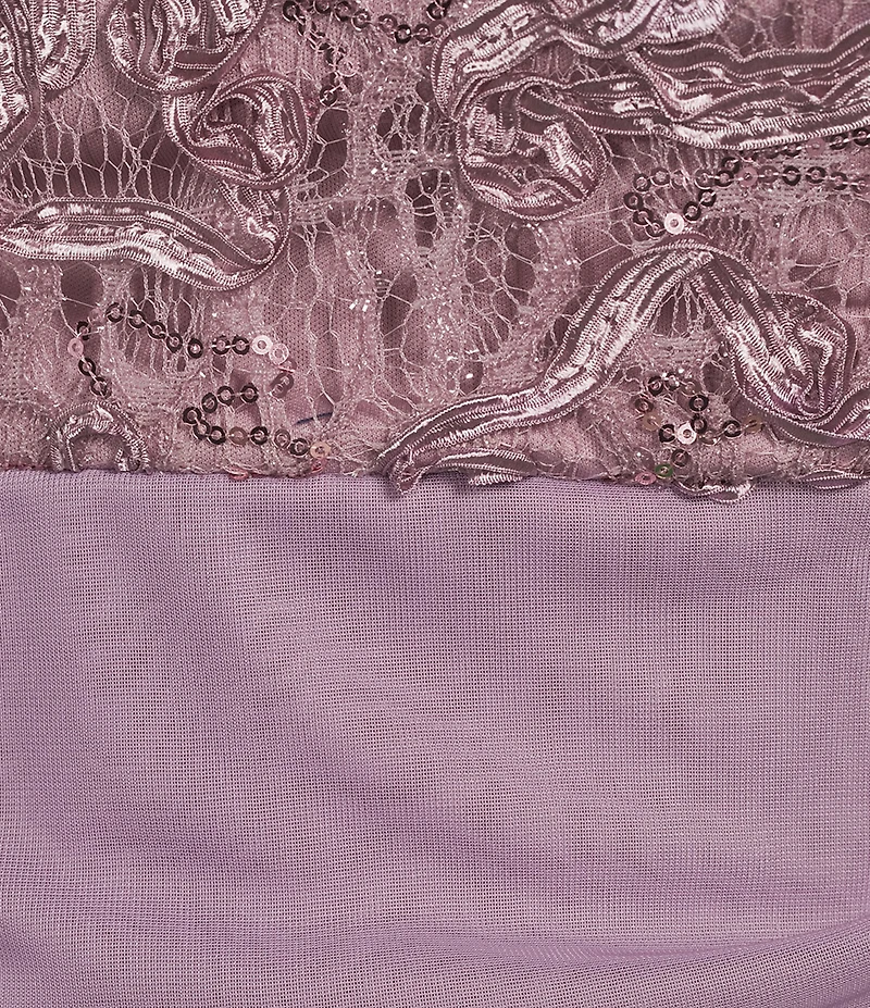 Alex Evenings Plus Size Lace Soutache Bodice V-Neck Short Sleeve Cascade Ruffle Empire Waist Dress