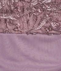 Alex Evenings Plus Size Lace Soutache Bodice V-Neck Short Sleeve Cascade Ruffle Empire Waist Dress