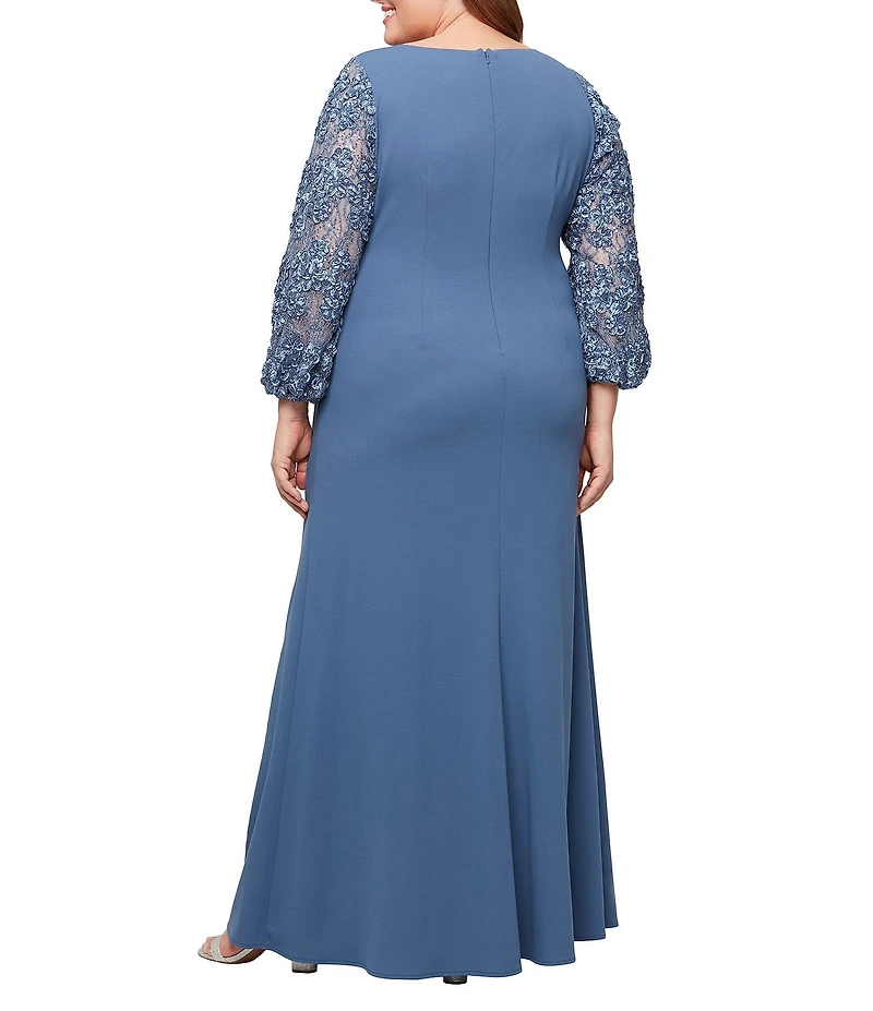 Alex Evenings Plus Size Long Sleeve V-Neck Crepe Dress