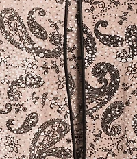 Alex Evenings Plus Size Mandarin Neck 3/4 Sleeve Glitter Paisley Twinset
