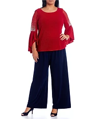 Alex Evenings Plus Size Matte Jersey Wide Leg Long Pants