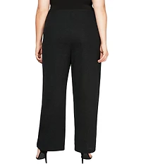 Alex Evenings Plus Size Metallic Knit Straight Leg Pants