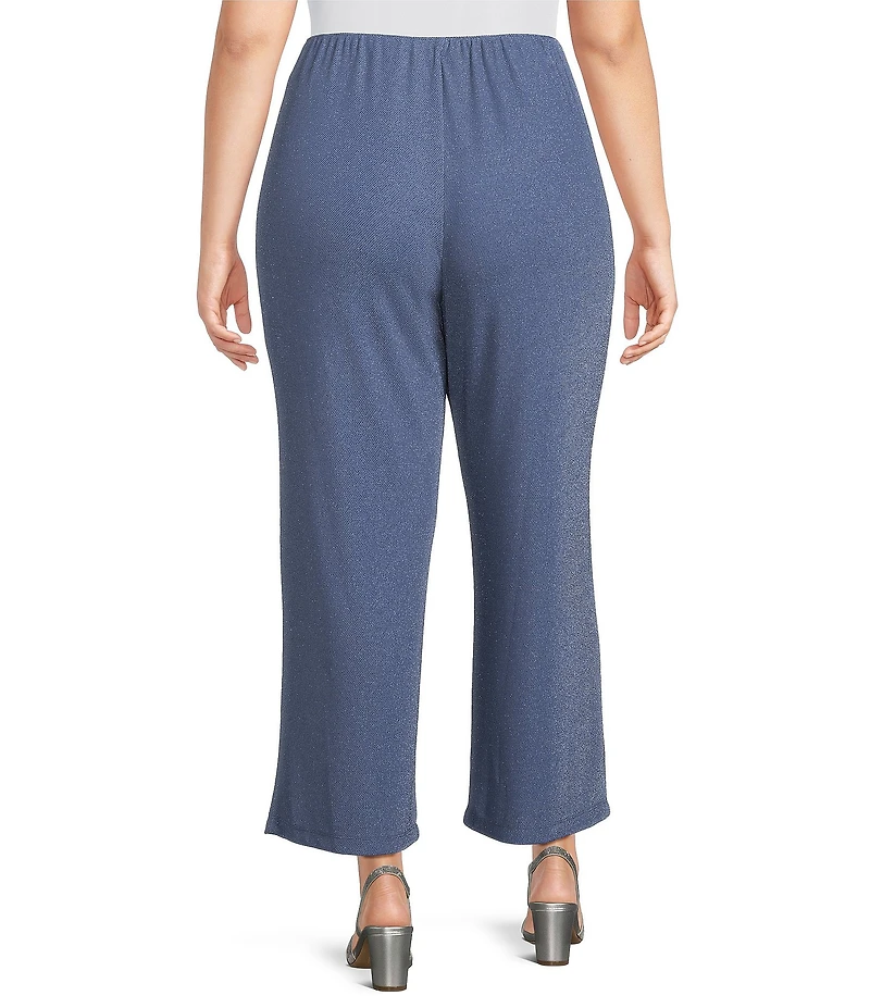 Alex Evenings Plus Size Metallic Knit Straight Leg Pants